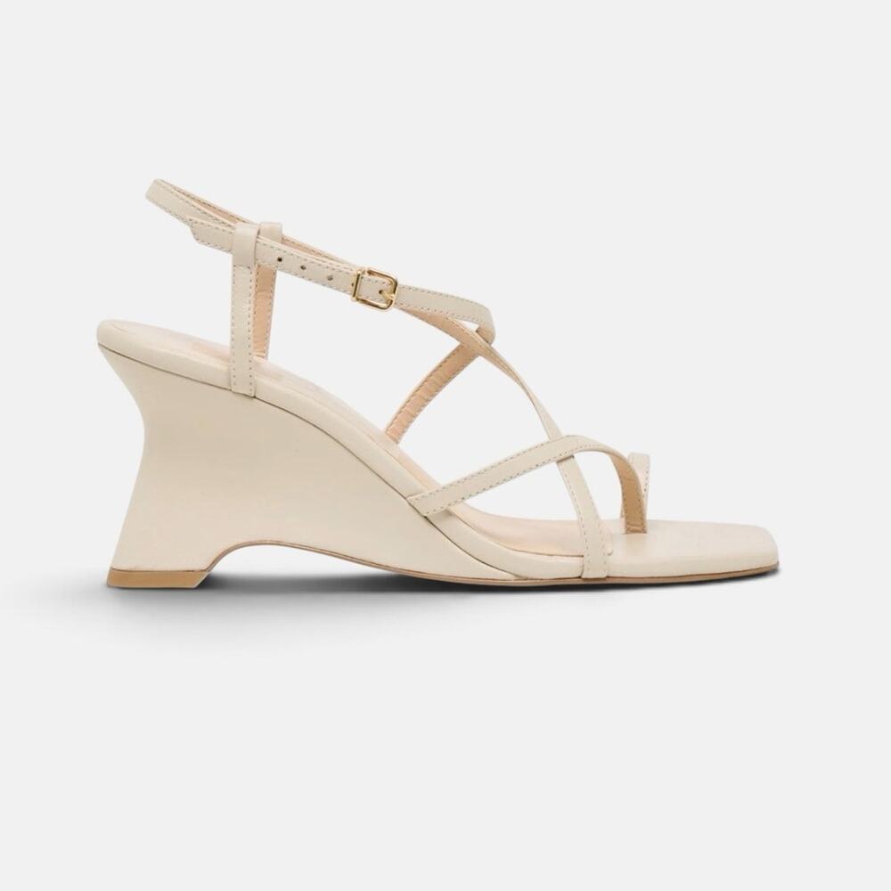Dolce Vita Womens Aylee Toe-Ring Strappy Sculpted Wedge Sandals Cream Size 7 NIB - Picture 2 of 9
